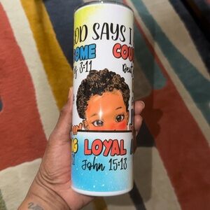 Kids Inspirational Stainless Tumbler - Blue with Multicolor Design